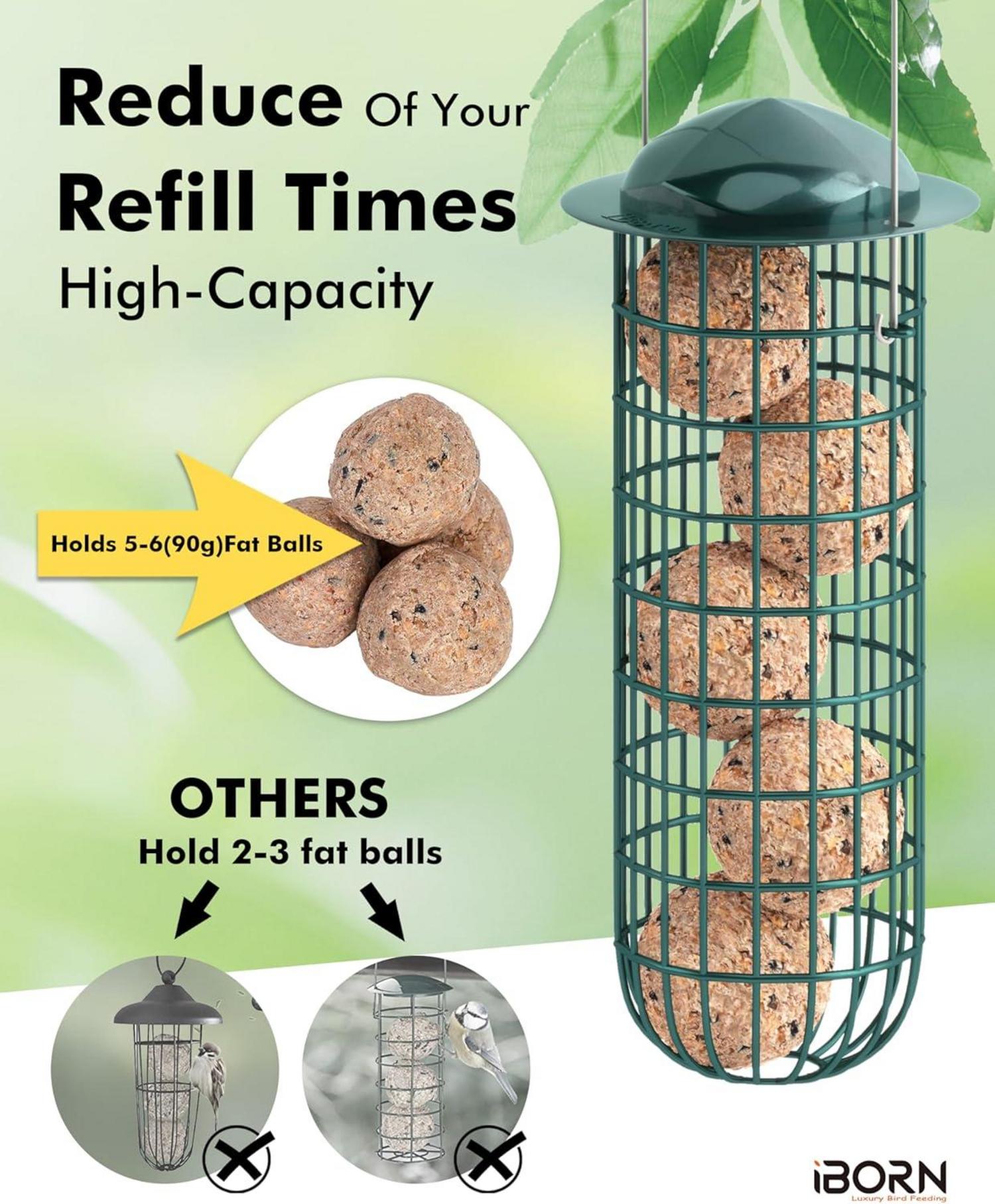 Meisenknödelhalter Metall für Wildvögel zum Aufhängen 26cm Grün