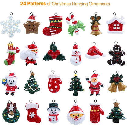 Weihnachtsanhänger 24er Set Harz Mini Weihnachtsbaum Deko