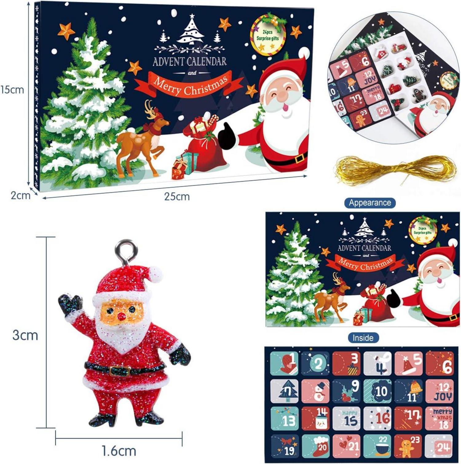 Weihnachtsanhänger 24er Set Harz Mini Weihnachtsbaum Deko