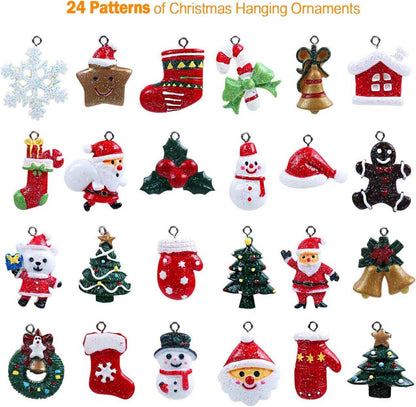 24er Set Weihnachtsanhänger Harz Mini Weihnachtsbaum Deko