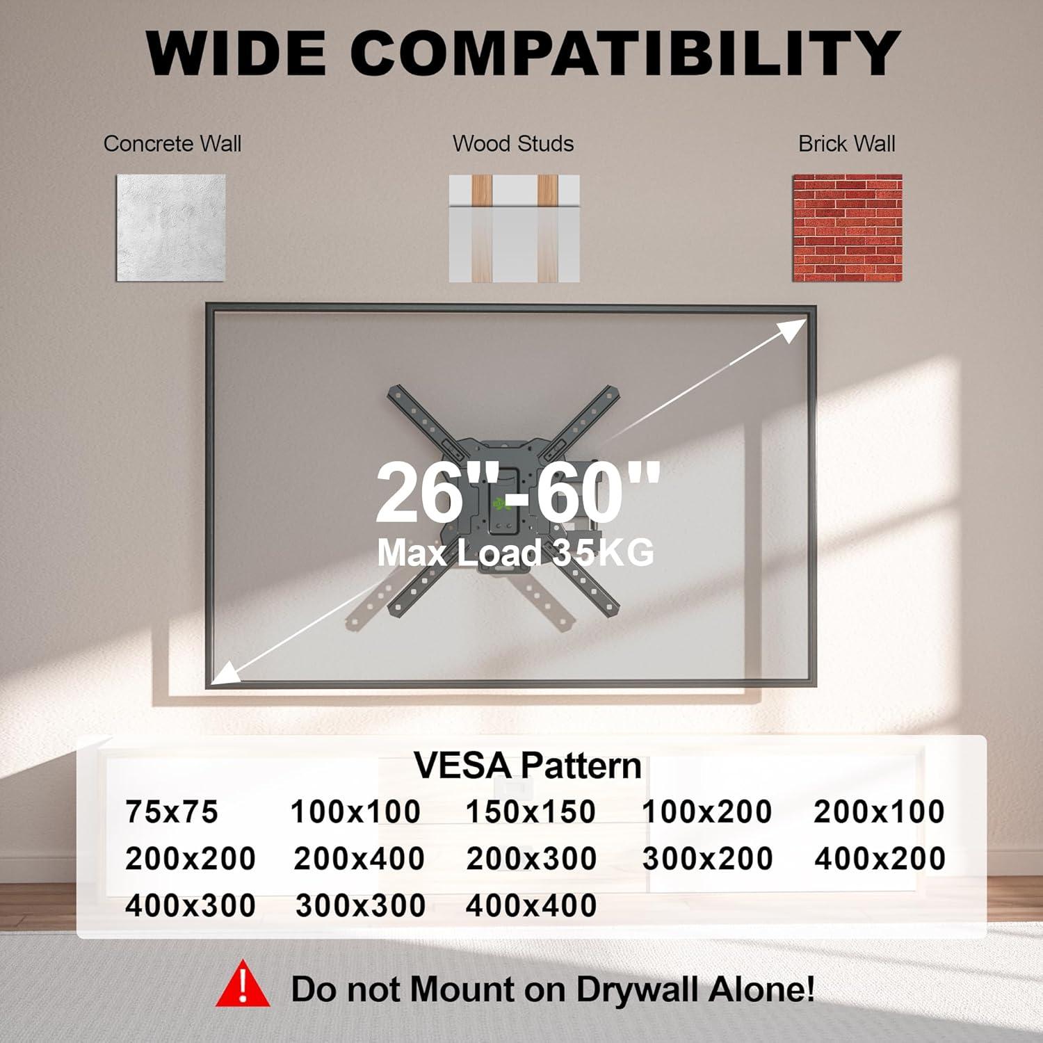 TV Wandhalterung Schwenkbar Neigbar für 26-60 Zoll LED 4K Plasma