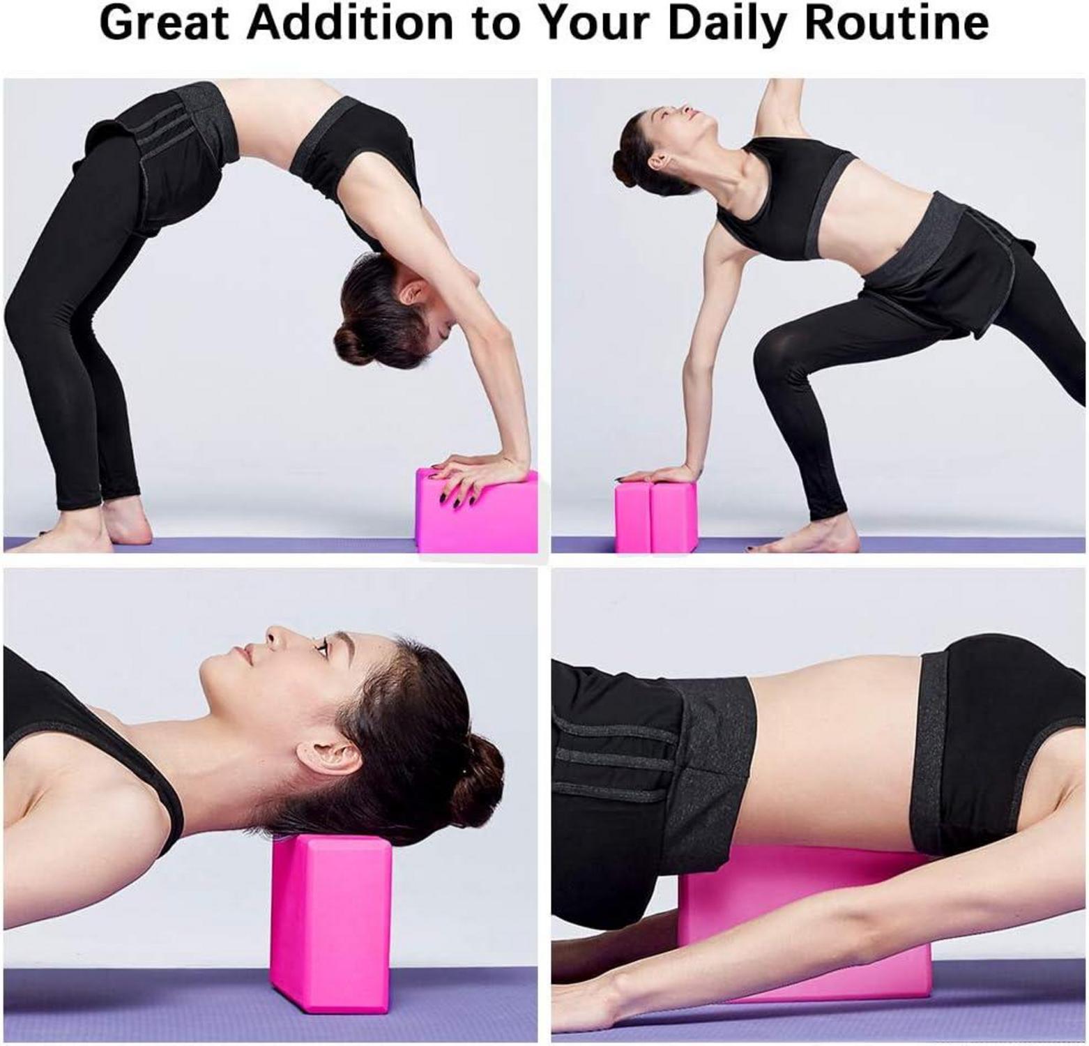 PUDSIRN Yoga-Block-Set mit hochdichten EVA-Schaumstoffblöcken und rutschfestem Yoga-Gurt