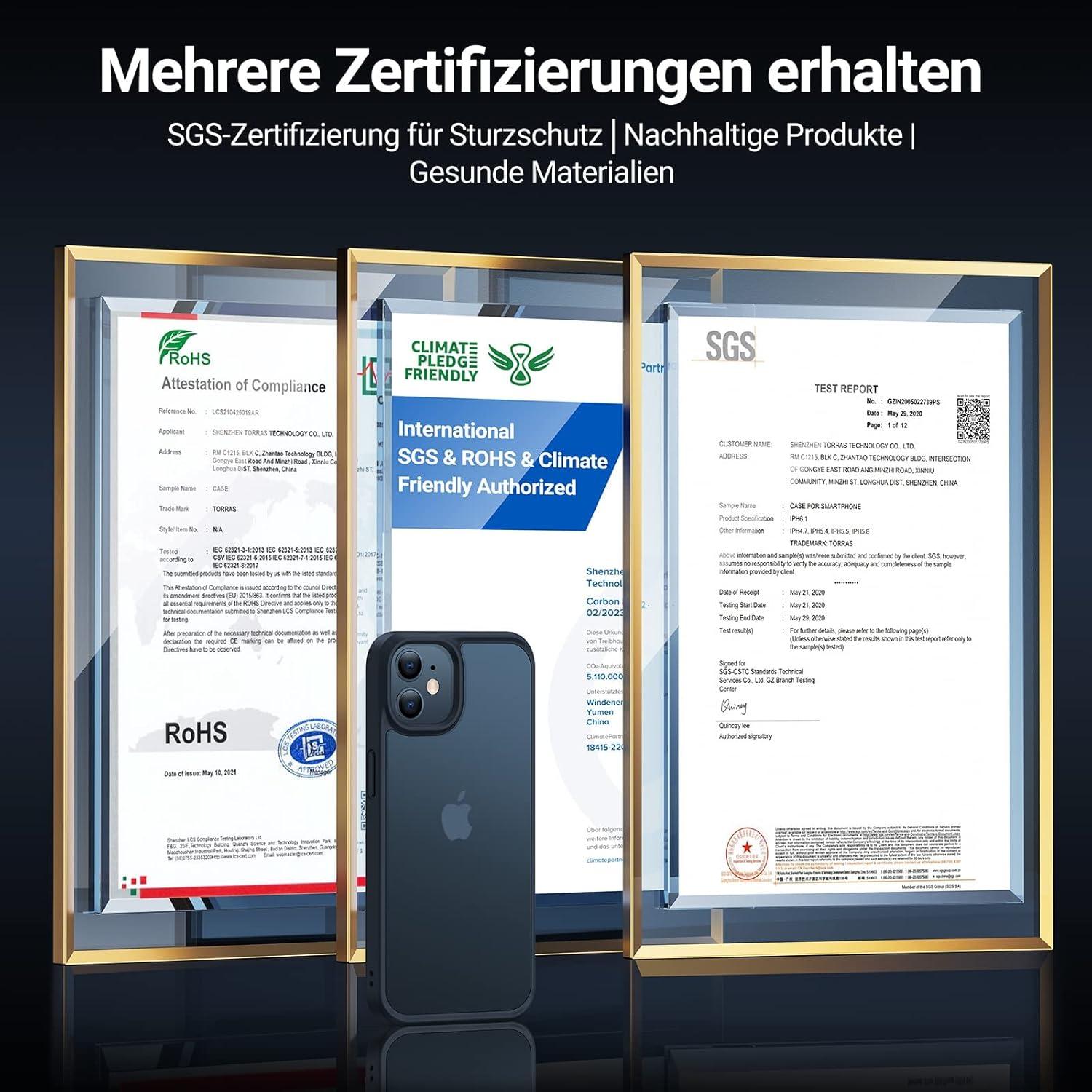 TORRAS Unzerstörbar iPhone 12 Mini Schutzhülle Transparent Schwarz