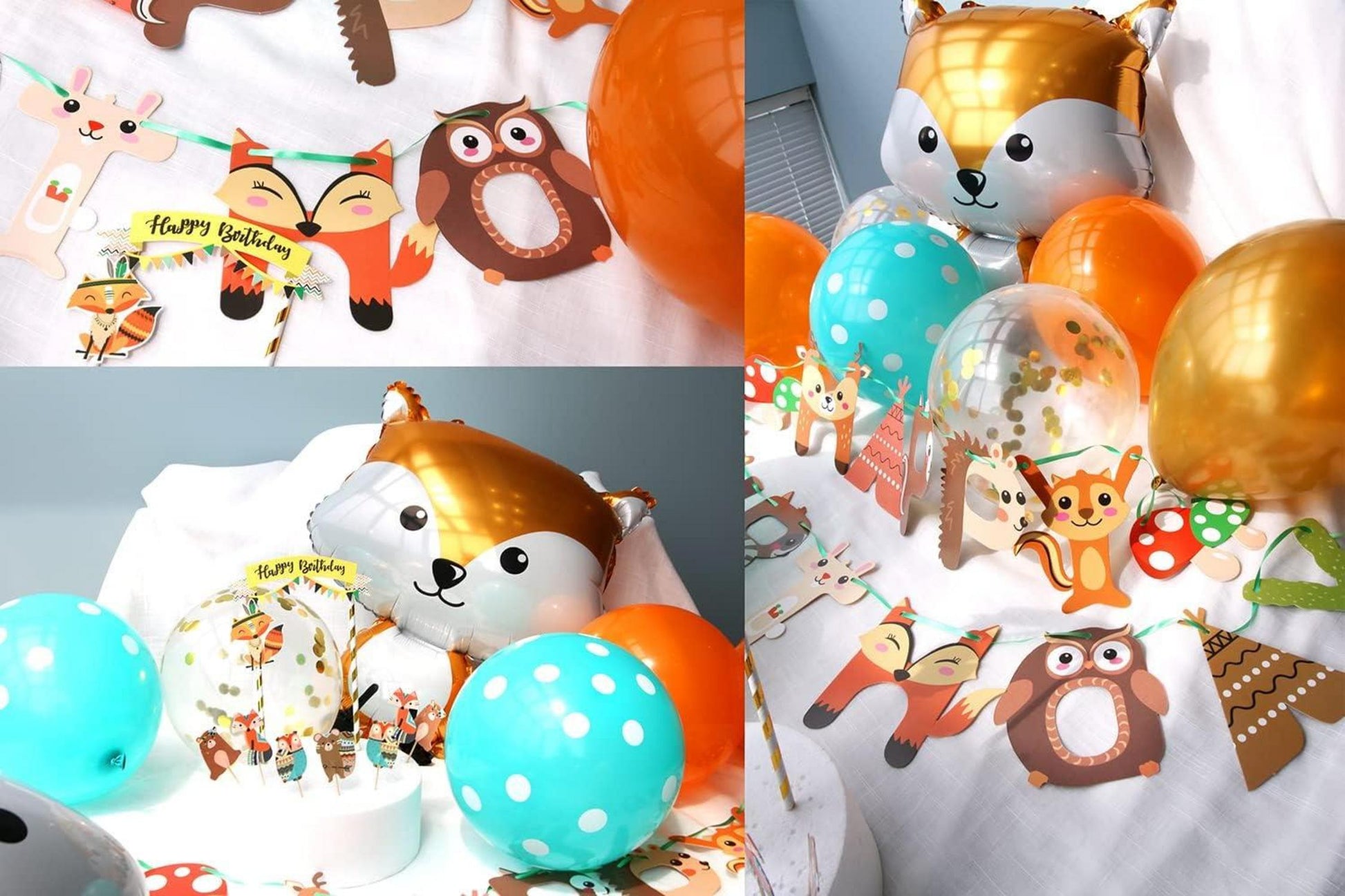 Kindergeburtstag Deko Set Fuchs Folienballons Happy Birthday Girlande Luftballons