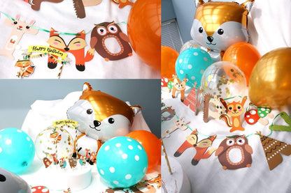 Kindergeburtstag Deko Set Fuchs Folienballons Happy Birthday Girlande Luftballons