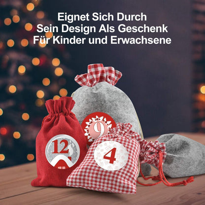 Adventskalender zum Befüllen Stoffbeutel 24