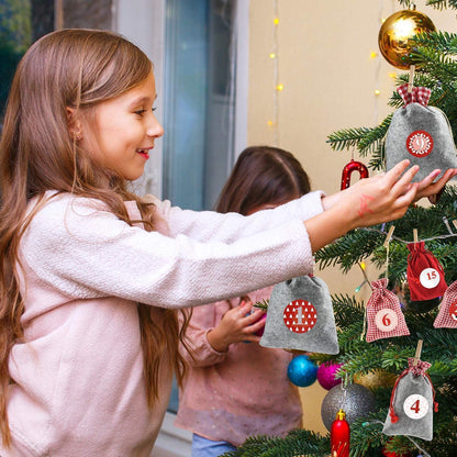 Adventskalender zum Befüllen Stoffbeutel 24