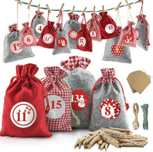 Adventskalender zum Befüllen Stoff Filzbeuteln 24er-Set