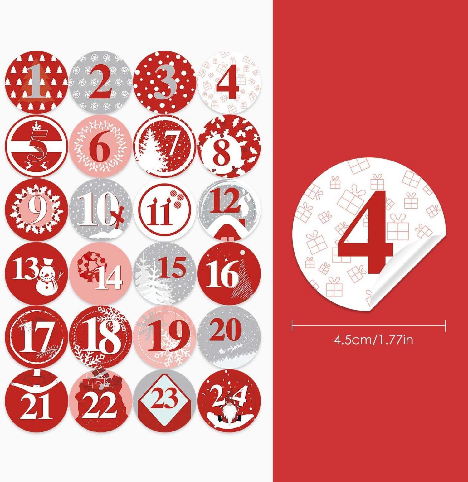 Dusor Adventskalender Stoffbeutel Filzbeutel 24 Adventskalenderzahlen