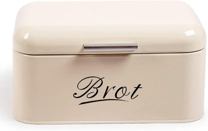 Großer Brotkasten Knäckebrot-Box Metall Retro Design Beige 31cm