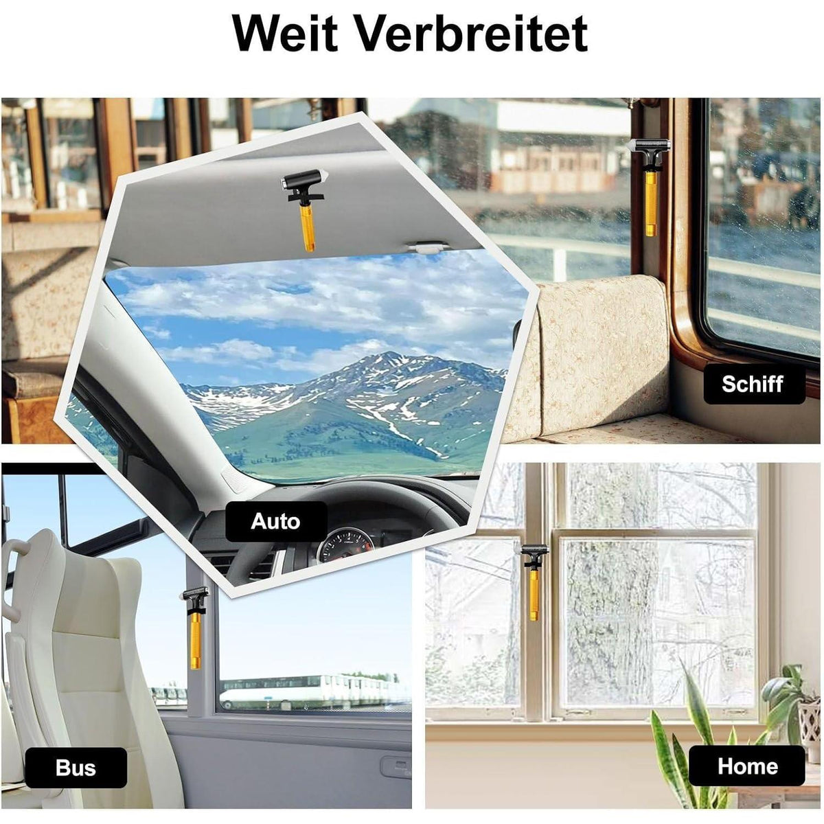 Notfallhammer Auto mit Gurtschneider & Glasbrecher – Gelb