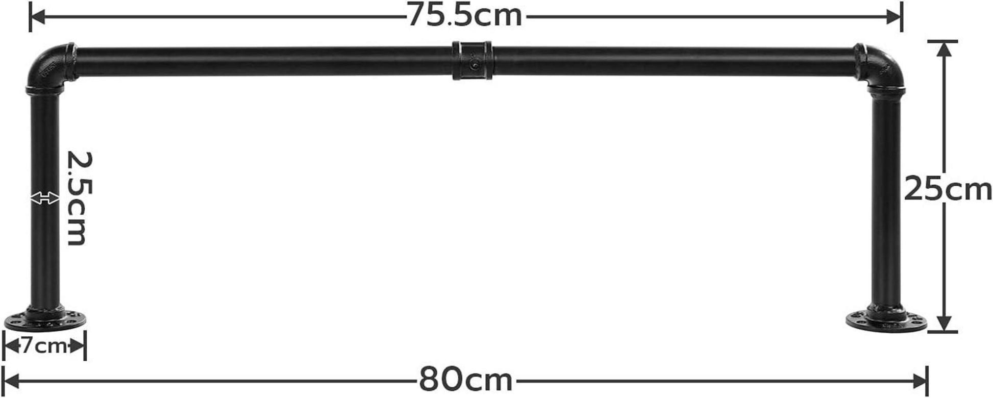 HOOBRO Industrierohr Kleiderstangen 2er Set 80cm - Wandmontage - Abnehmbar - Platzsparend