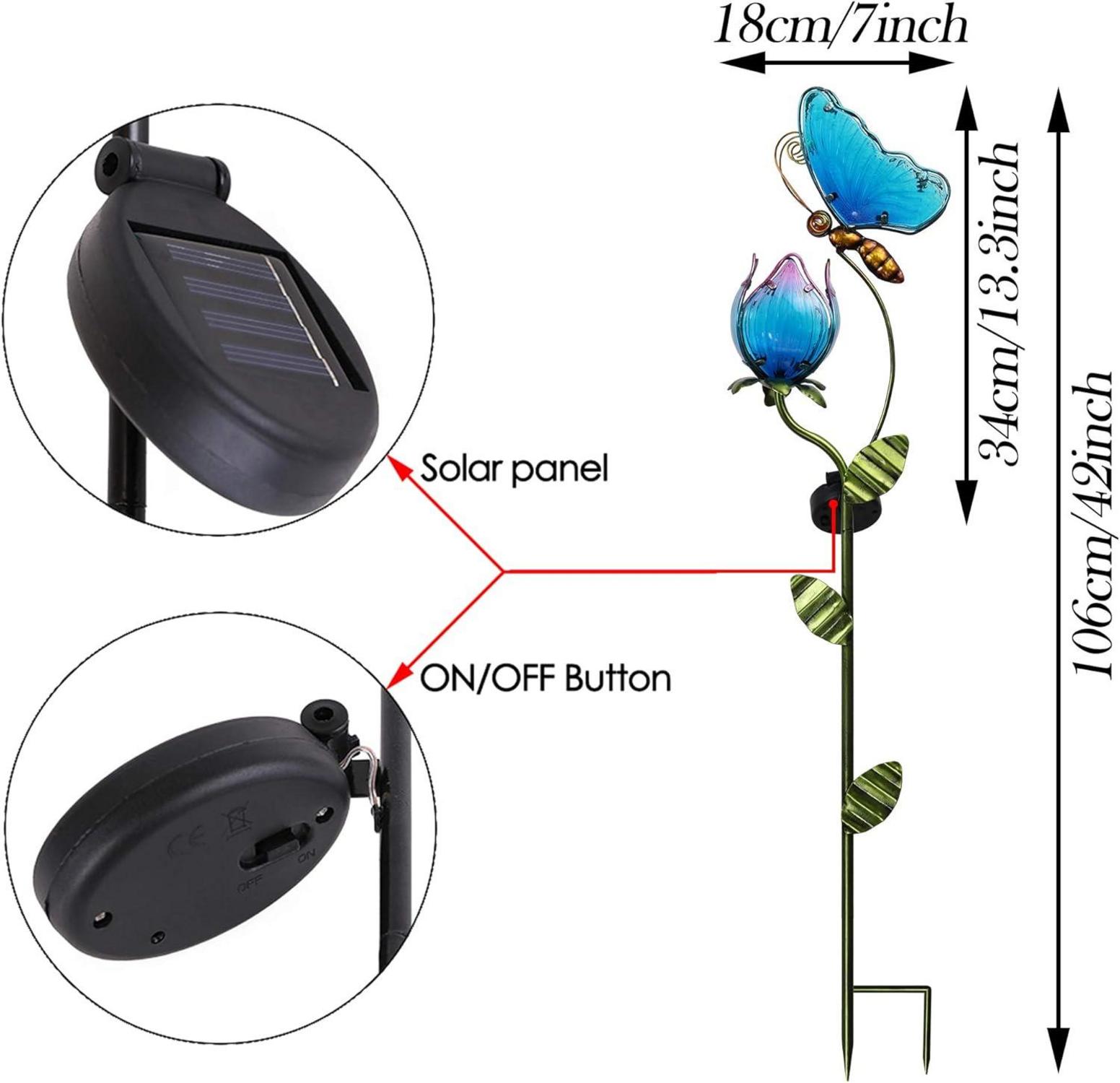 Solarleuchte Schmetterling-Blumen Gartendeko für Draußen