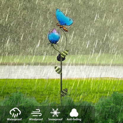 Solarlampen für Außen Schmetterling-Blumen Gartenleuchte