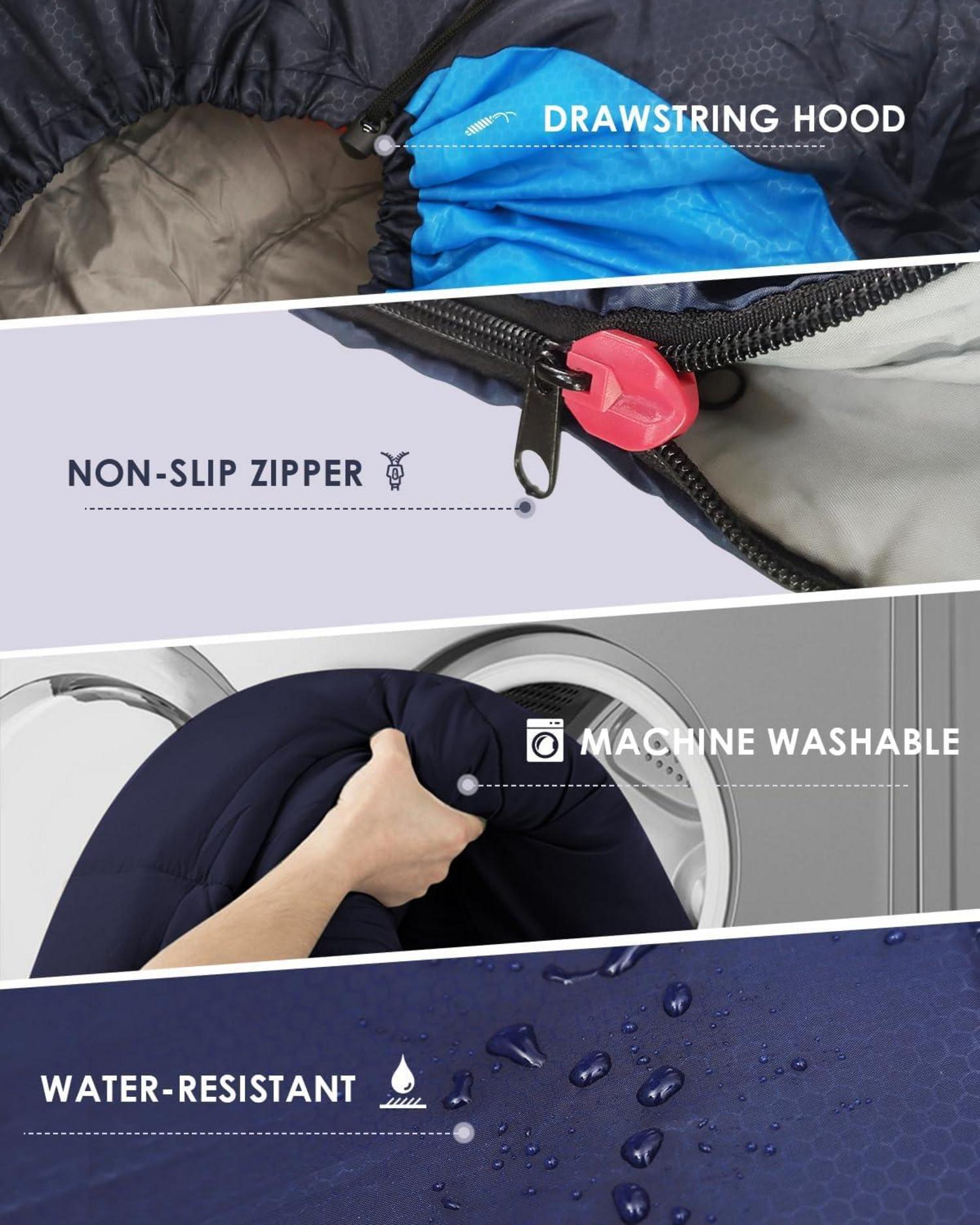 Leichter Schlafsack für Erwachsene wasserfest Camping Wandern wärmer marineblau
