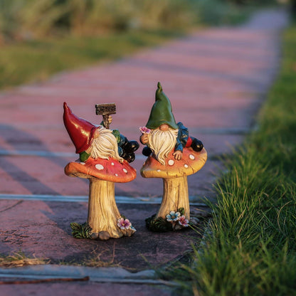 Lustige Gartenzwerge 2er Set Herbstdeko 17cm Outdoor Gartenwichtel