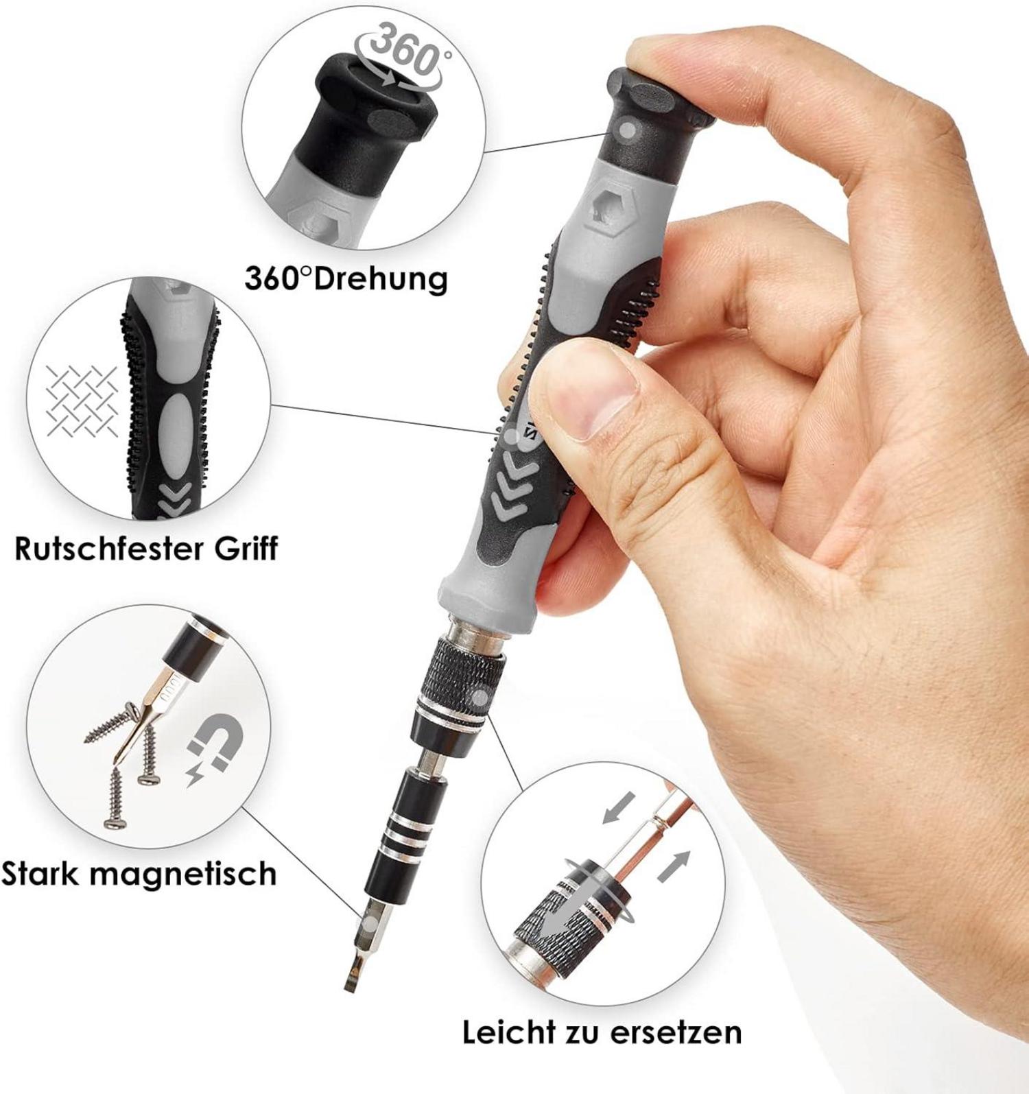 Präzisions Schraubendreher Set 122 in 1 Mini Werkzeug Kit Torx T2 T5 T6 T8 T9,Ergonomischer Griff, Magnetische Spitzen, Aufbewahrungsbox9230