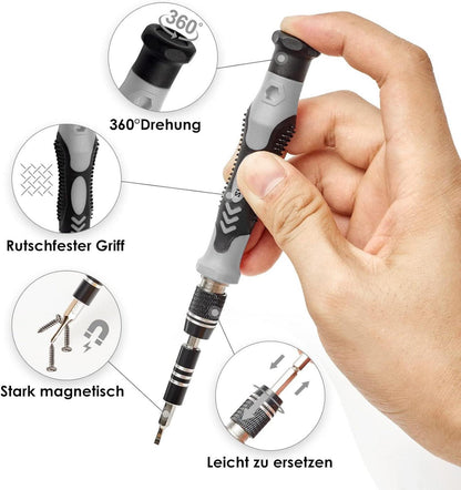 Präzisions Schraubendreher Set 122 in 1 Mini Werkzeug Kit Torx T2 T5 T6 T8 T9,Ergonomischer Griff, Magnetische Spitzen, Aufbewahrungsbox9230