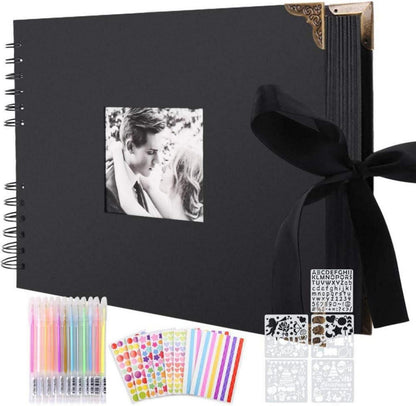 DIY Fotoalbum Scrapbook 80 Schwarze Seiten Fotobuch Einkleben