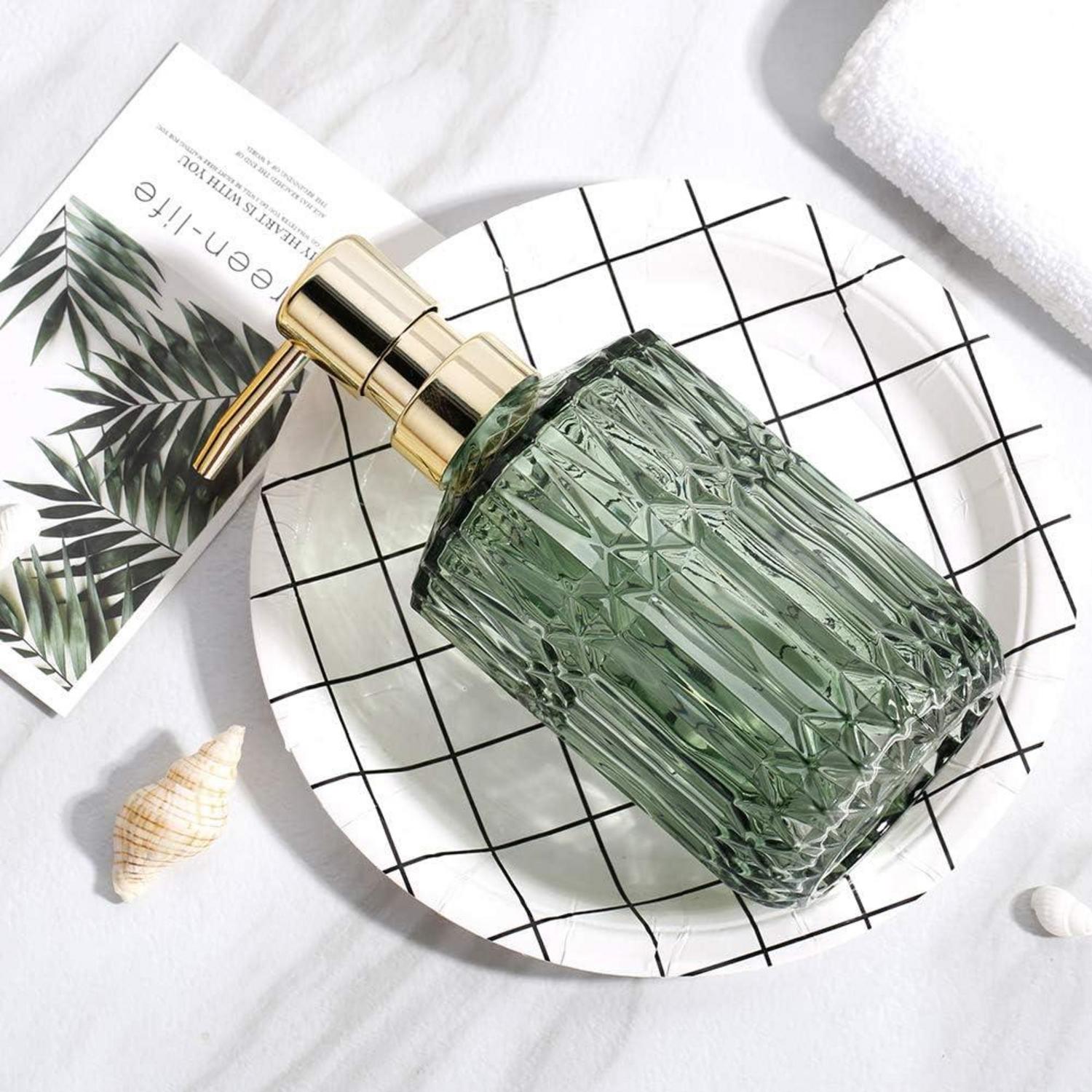 YunNasi Glas Seifenspender Nachfüllbarer Grüner Spender