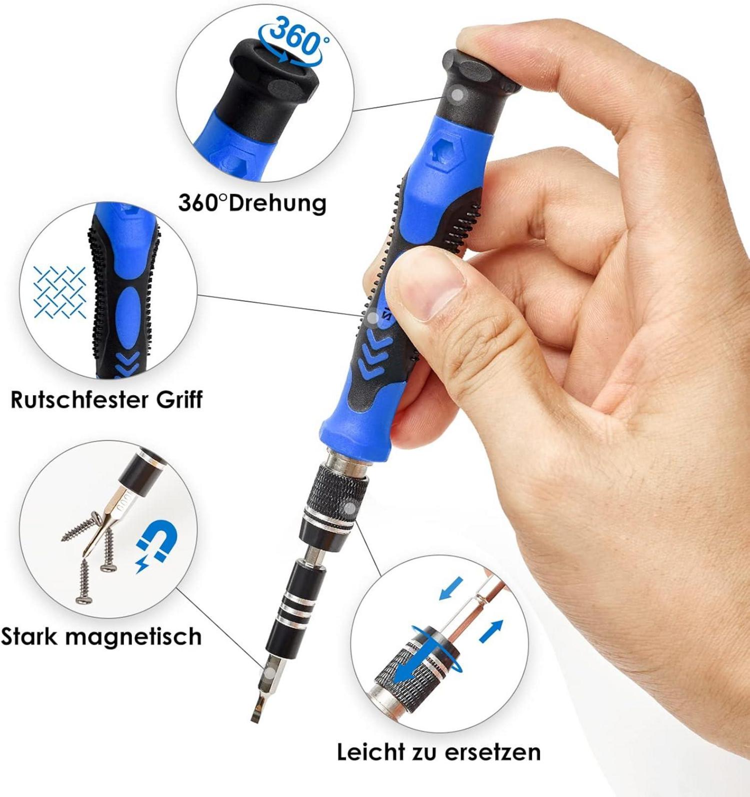 SHARDEN Feinmechaniker Schraubendreher Set 122 in 1 Mini Präzisions Werkzeug Kit Torx T2 T5 T6 T8 T9 Magnetische Pad Blau