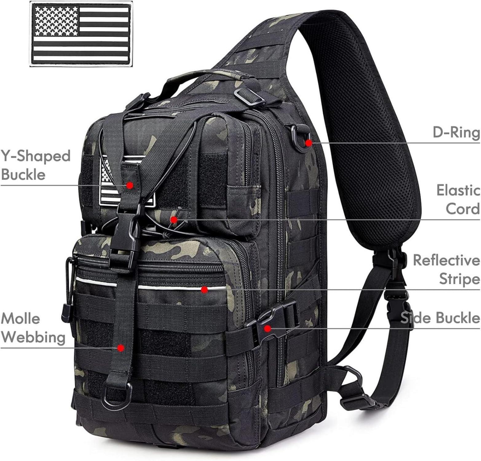 Tactical Sling Rucksack Militär Umhängetasche Wasserdicht Schwarz