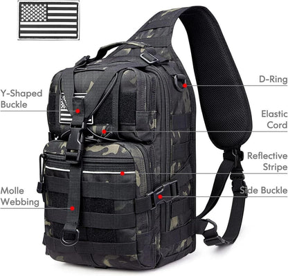 Tactical Sling Rucksack Militär Umhängetasche Wasserdicht Schwarz