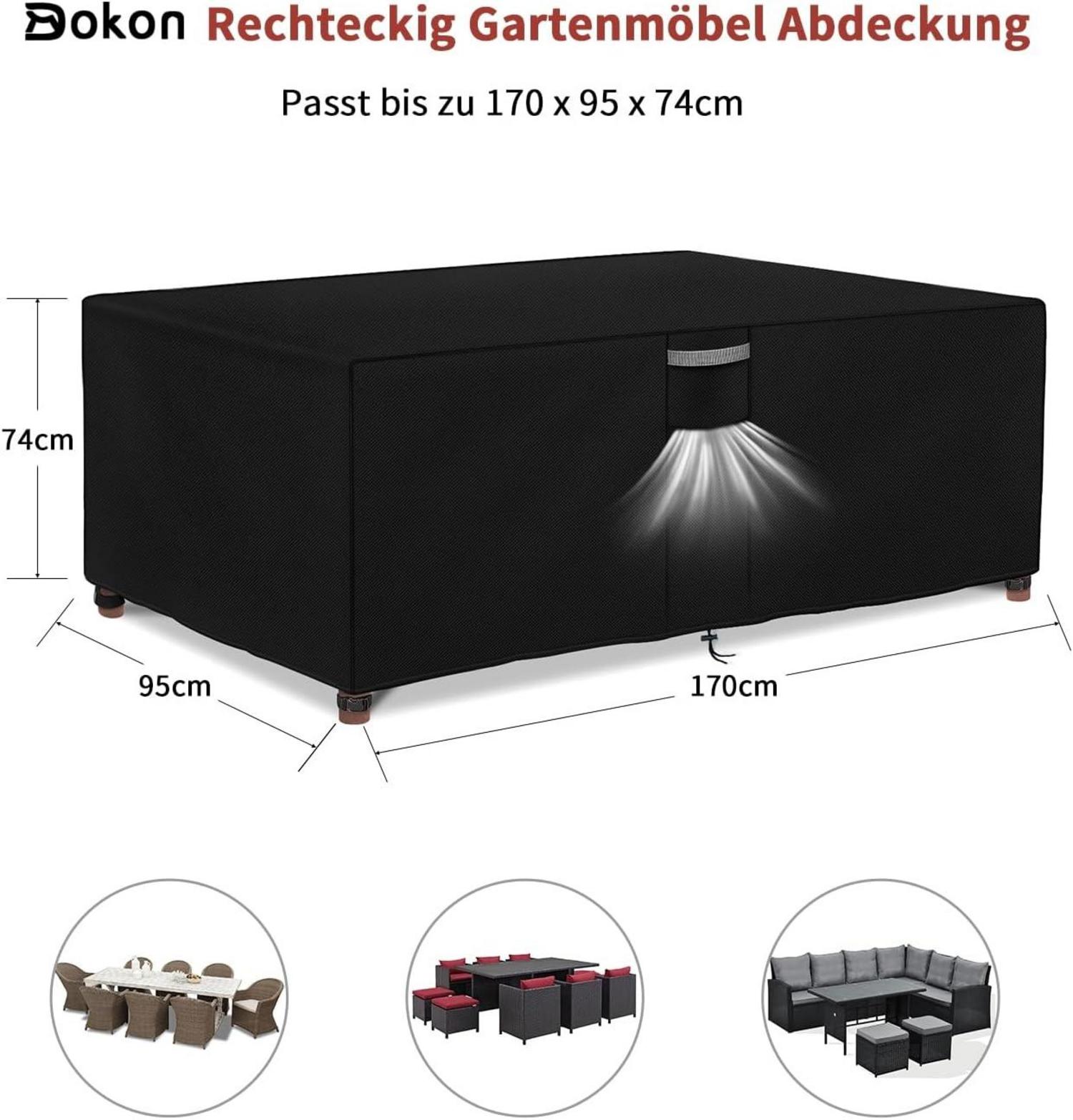 Dokon Gartenmöbel Abdeckung 170x95x74cm - Wasserdicht