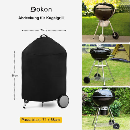 Dokon Kugelgrill Abdeckung 420D Oxford Gewebe Ø71x68cm