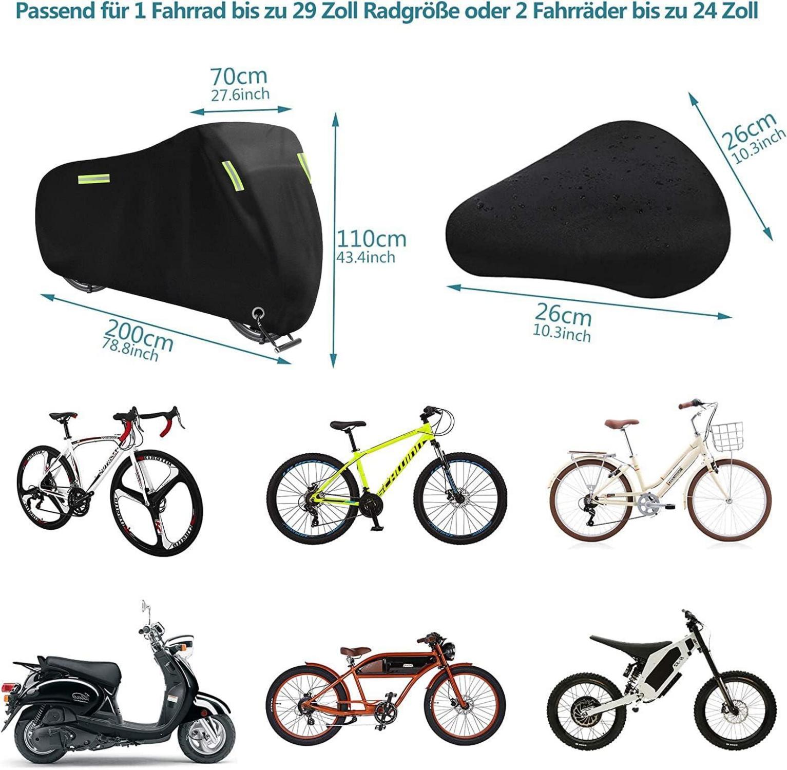 Fahrradabdeckung 420D Oxford Wasserdicht 200x70x110cm Schwarz