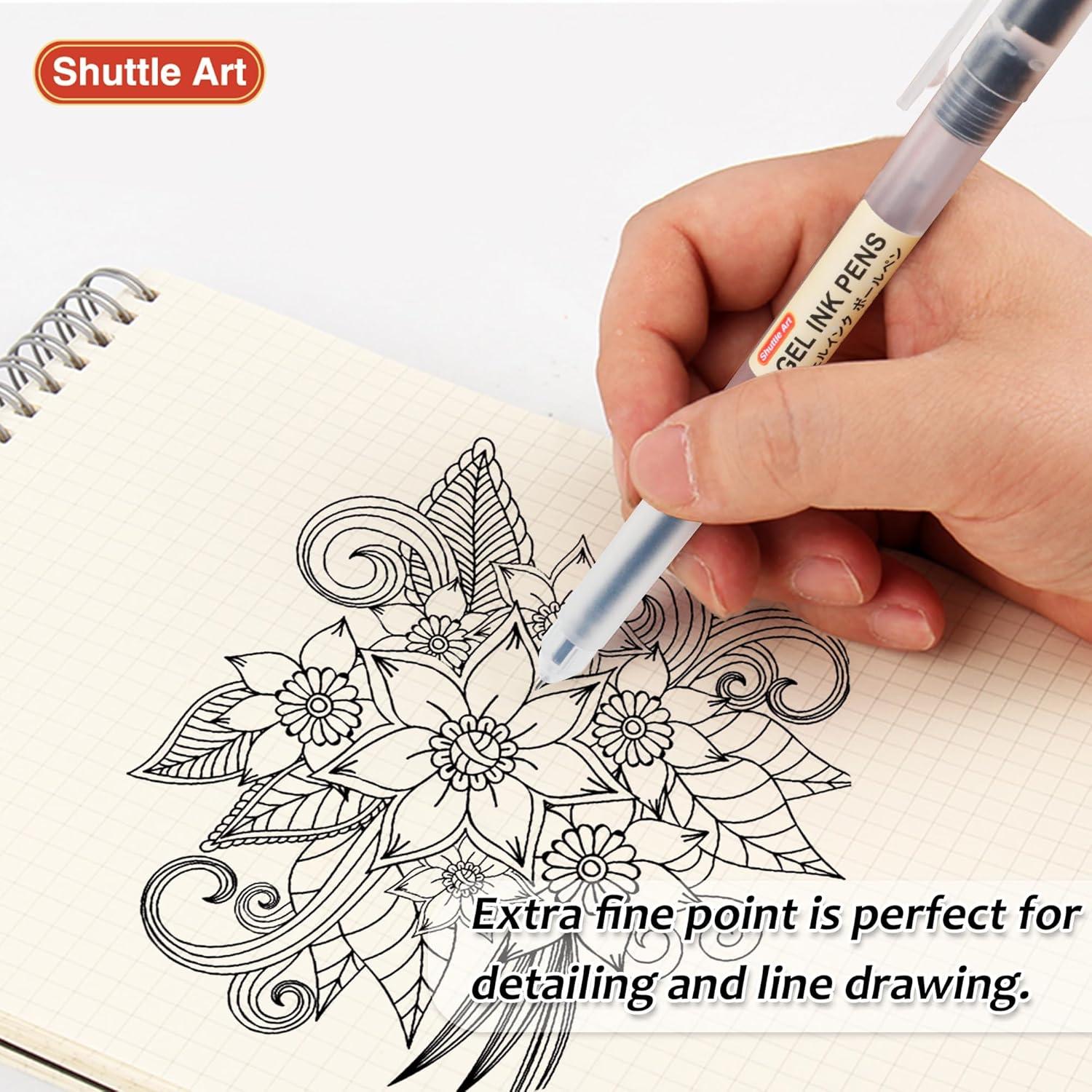 Schwarze Gelstifte Set 15 Stück 0,38mm Spitze schnell trocknend - Journaling