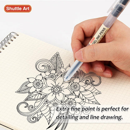 Schwarze Gelstifte Set 15 Stück 0,38mm Spitze schnell trocknend - Journaling