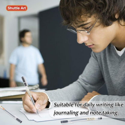 Gelstifte Set, 15 schwarze Gel Stifte, 0,38mm Spitze, schnell