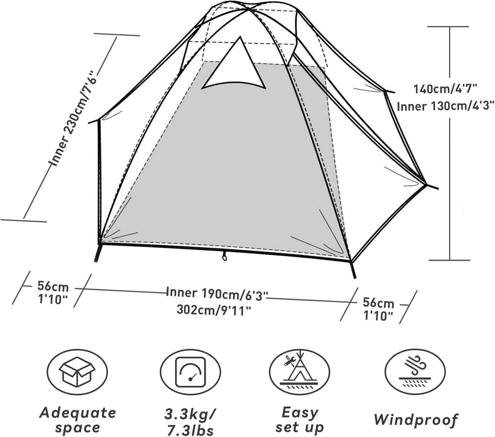 Forceatt Zelt 3-4 Personen Camping Wasserdicht Ultraleicht