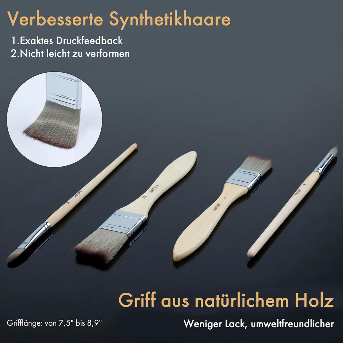 ARTIFY 24-teiliges Pinsel-Set mit Pinseltasche - für Acrylöl-Aquarell-Gouache