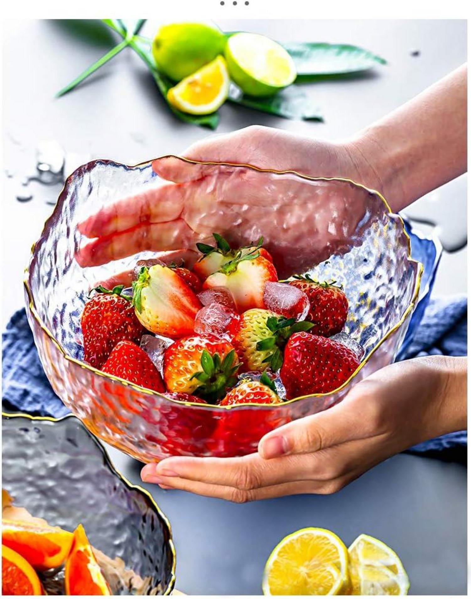 3er-Set Glas Salatschüssel & Dessertschalen stapelbar transparent Rund