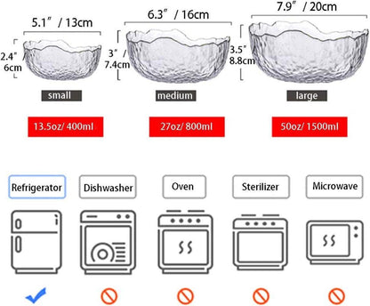 3er Set Glas Schalen Stapelbar Servierschalen Rund Transparent