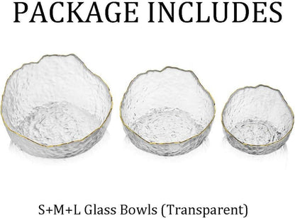 3er Set Glas Schalen Stapelbar Servierschalen Rund Transparent