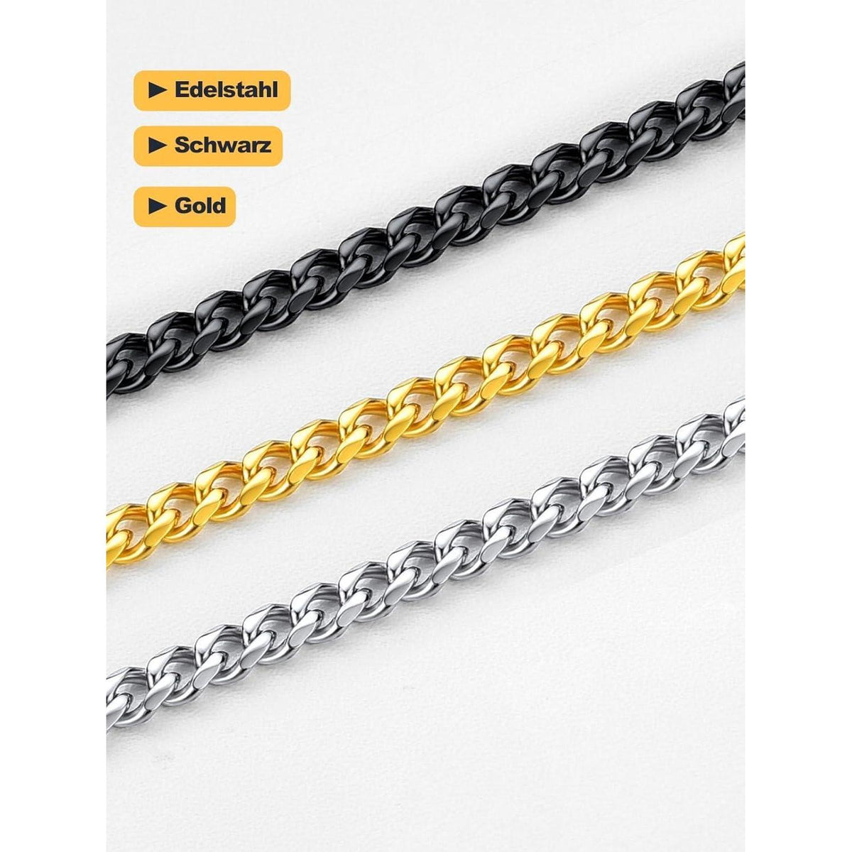 Panzerkette Edelstahl 18k Vergoldet | 3-12mm Breit, 36-76cm Lang