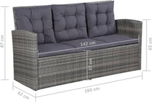 Gartensofa Poly Rattan Sitzgruppe Möbel Set mit Tisch und Kissen