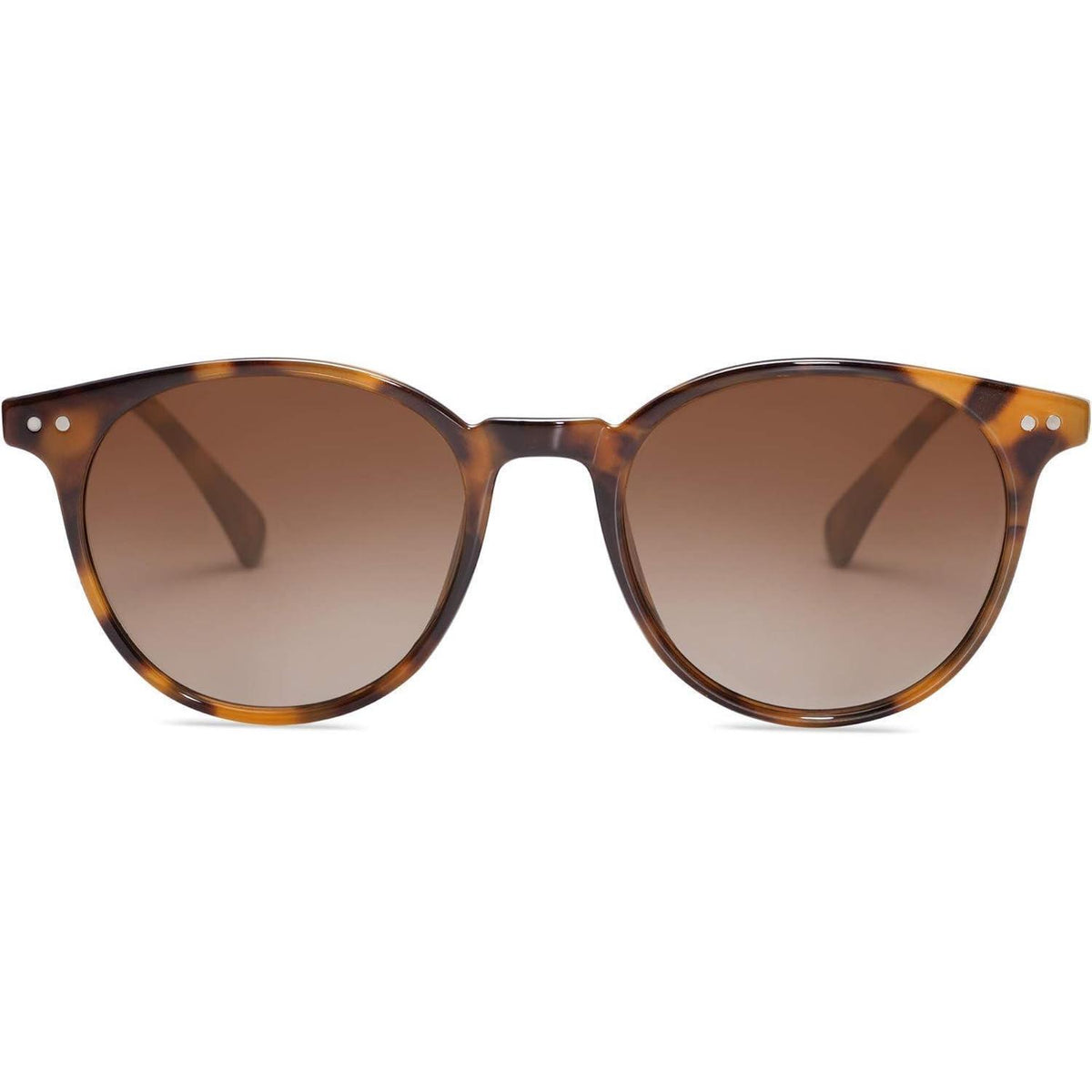 Polarisierte Runde Sonnenbrille Damen Herren UV400 Schildkröten Rahmen Gradient Braun