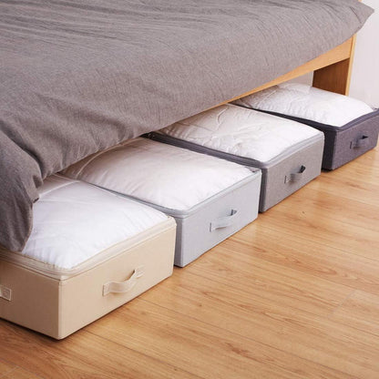 Unterbett-Aufbewahrungsbox mit Deckel, beige, 85cm