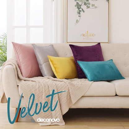 Samt Kissenbezug Türkis Deko Sofakissen Modern Zierkissen 40x40 2er