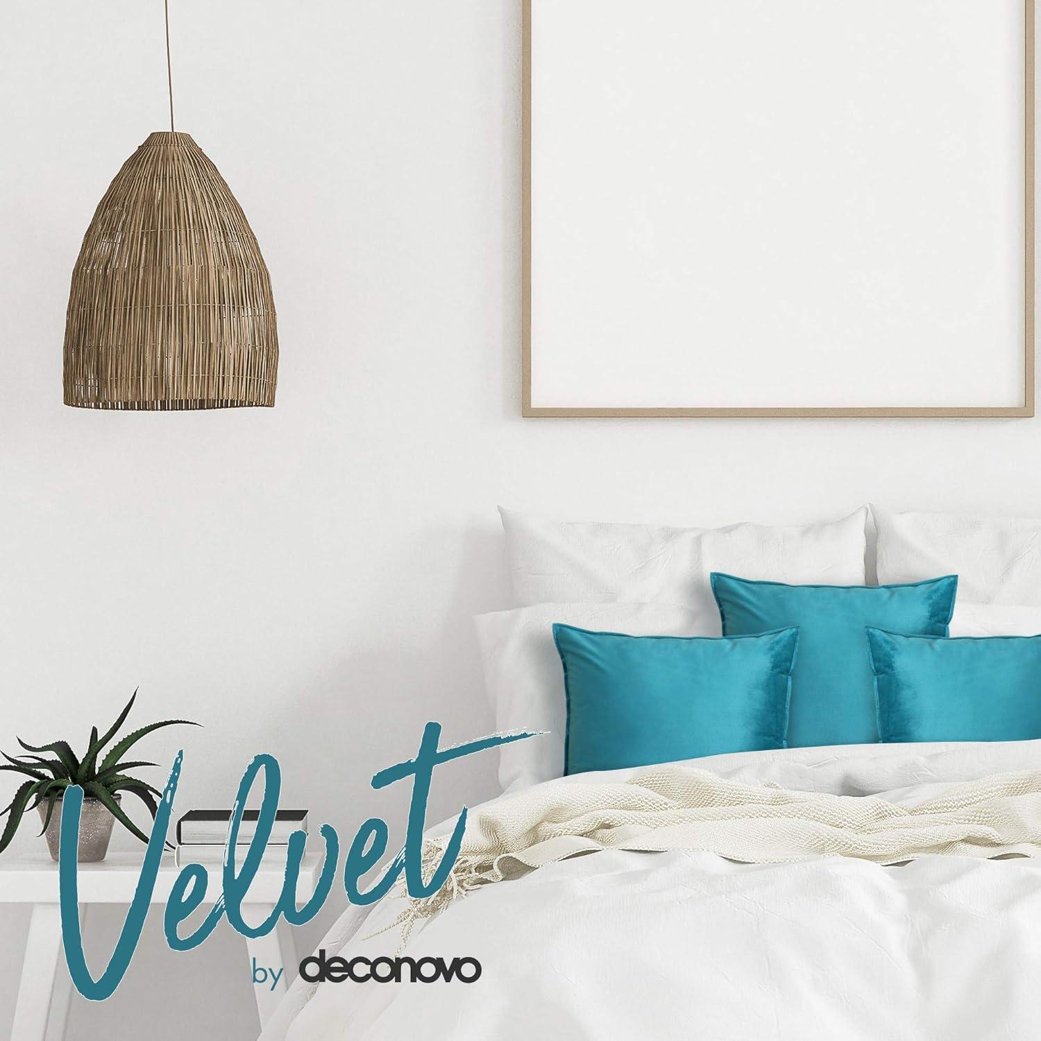 Samt Kissenbezug 40x40 cm 2er Set Türkis Modern Schlafzimmer Zierkissen