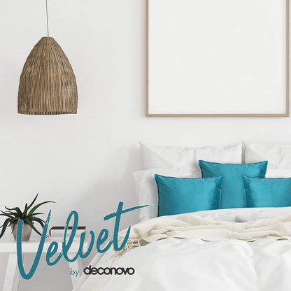 Samt Kissenbezug 40x40 cm 2er Set Türkis Modern Schlafzimmer Zierkissen