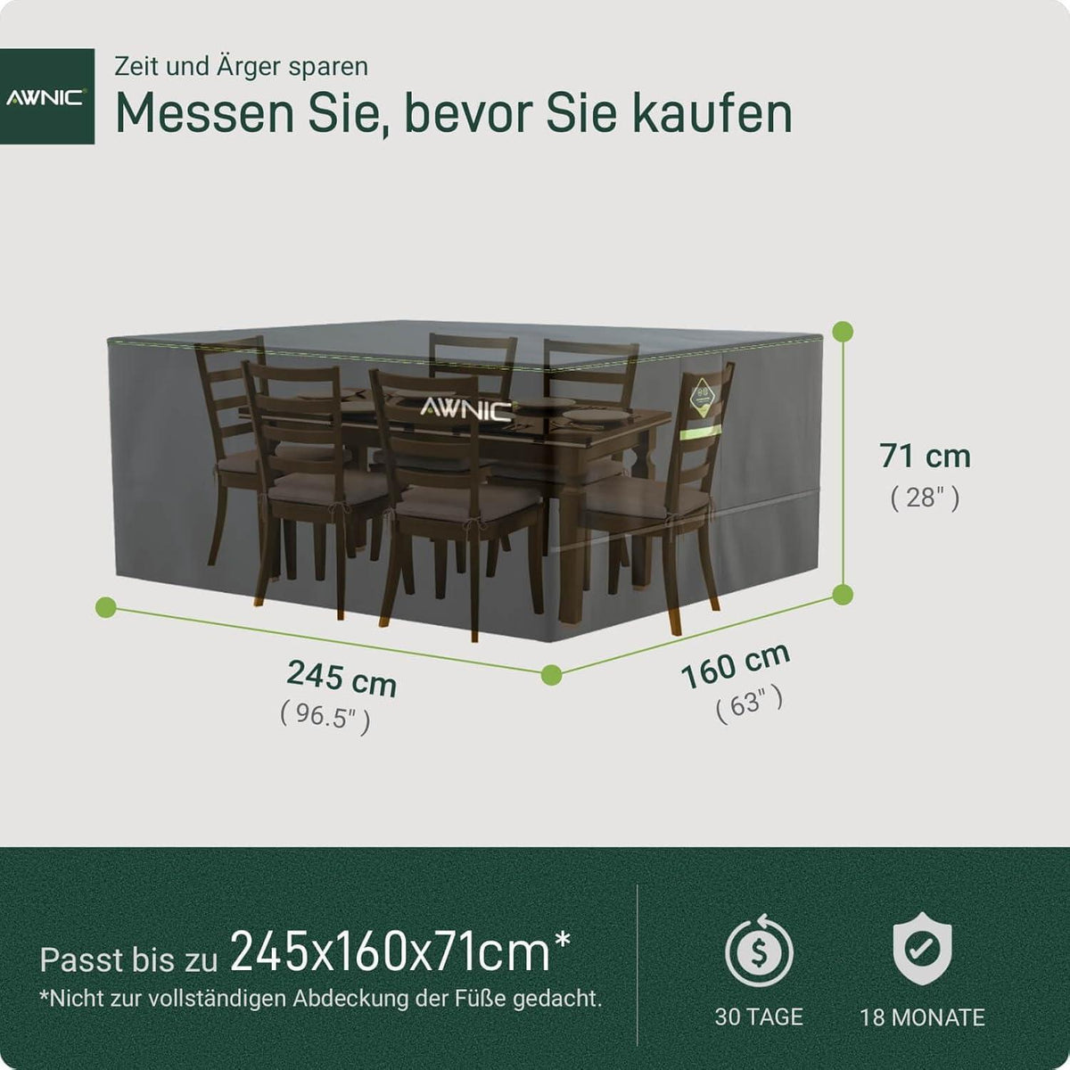 Gartenmöbel Abdeckplane 245x160x71cm | Winterfest & Wasserdicht