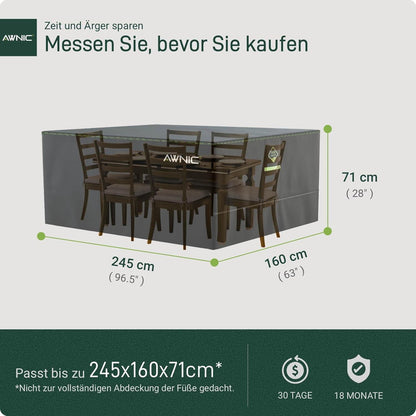 Gartenmöbel Abdeckplane 245x160x71cm | Winterfest & Wasserdicht