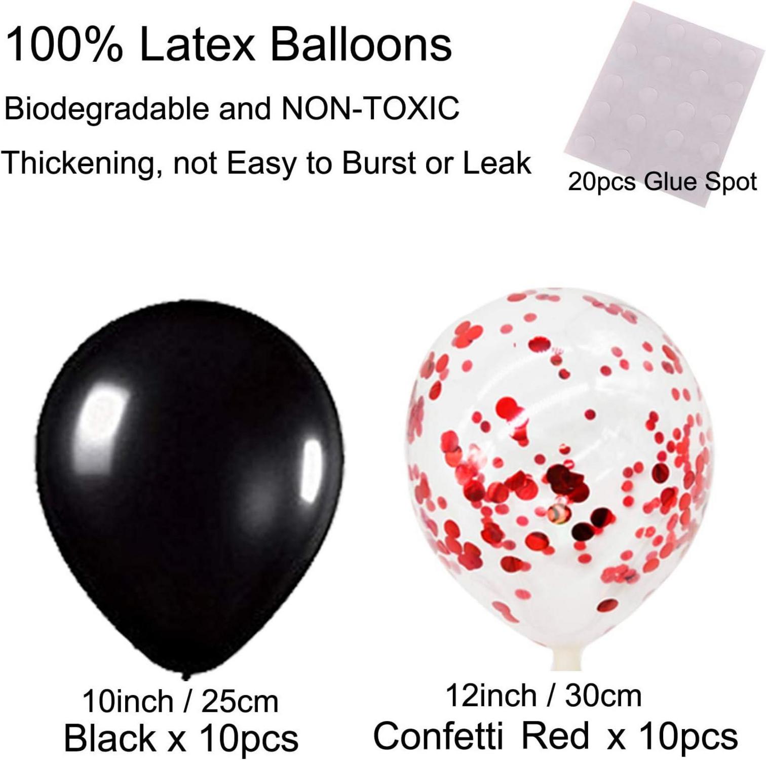 Party Dekoration Set Papier Pompoms Schwarz Rot 38-teilig