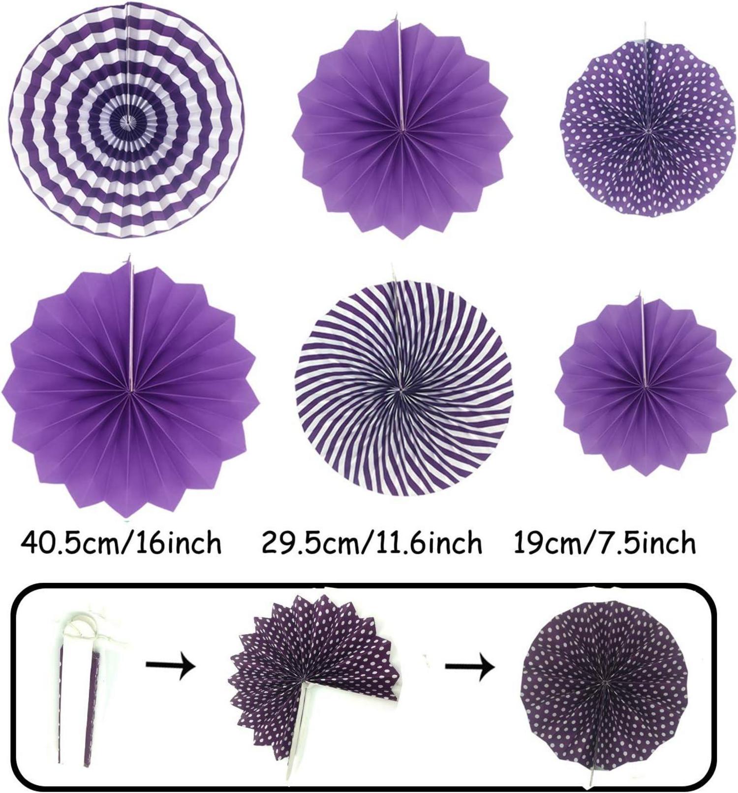 ZERODECO Party Dekoration Violett Konfetti Ballons Pompoms Fächer Wimpel Girlande Kit