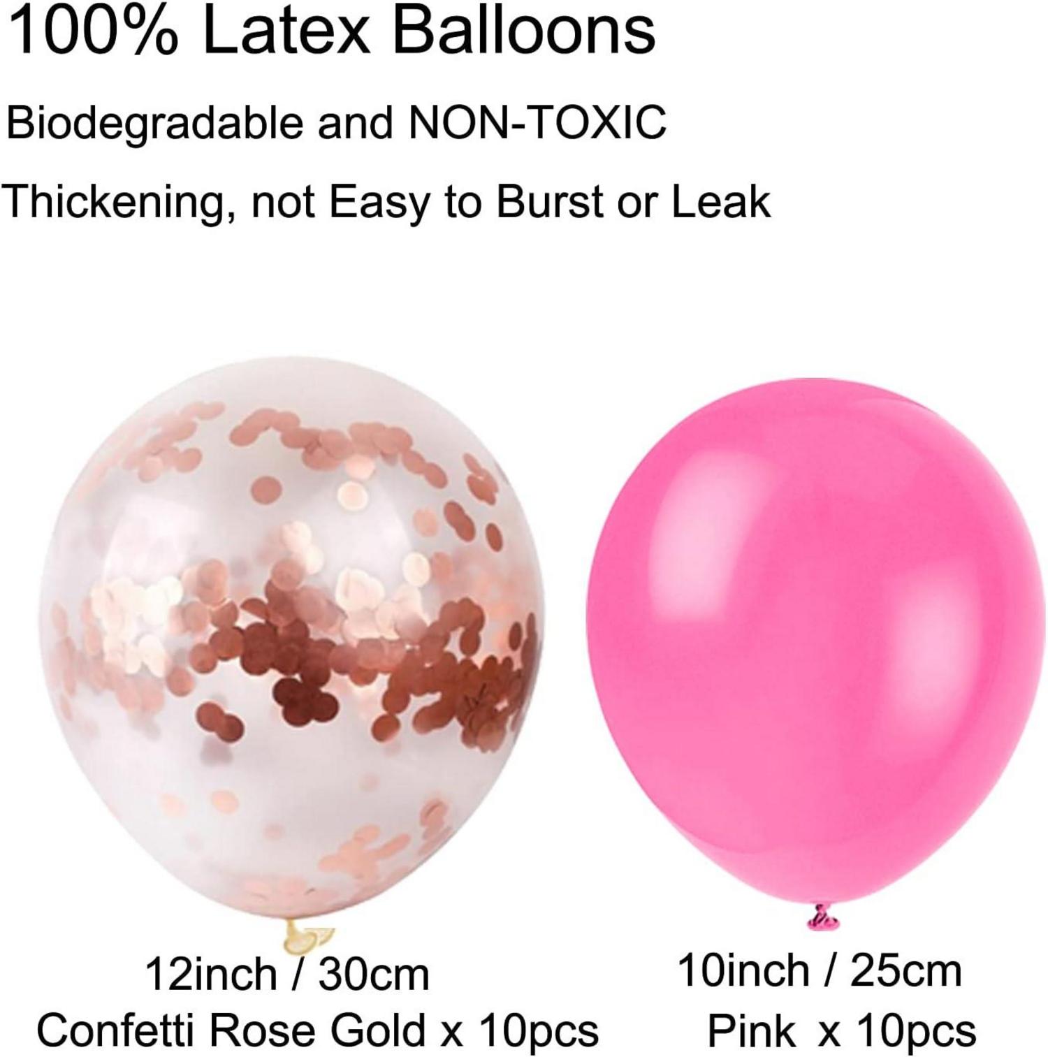 Party Dekoration Set Rosa Konfetti Ballons Papier Pompoms Fächer Wimpel Girlande